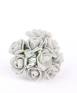 HIER_5120 Mini Craft Florals 48 Roses | 1" Silver Real Touch Artificial DIY Foam Rose Flowers With Stem, Craft Rose Buds 32 HIER_5120 Mini Craft Florals 48 Roses | 1