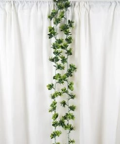 HIER_1220 2 Pack | 5ft Dark & Light Green Artificial Leaf Garland, Flexible Vine Artificial Flower & Plants