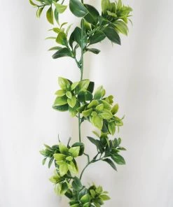 HIER_1220 2 Pack | 5ft Dark & Light Green Artificial Leaf Garland, Flexible Vine Artificial Flower & Plants
