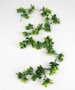 HIER_1220 2 Pack | 5ft Dark & Light Green Artificial Leaf Garland, Flexible Vine Artificial Flower & Plants