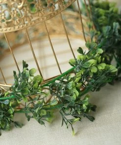 HIER_1220 2 Pack | 5ft Dark & Light Green Artificial Boxwood Leaf Garland Vine Artificial Flower & Plants