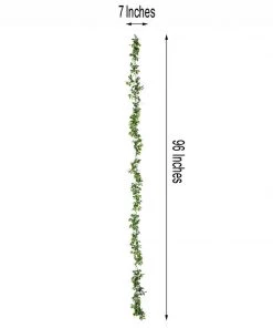 HIER_1220 8ft | Green Artificial Boxwood Leaf Garland With Flexible Vine Artificial Flower & Plants