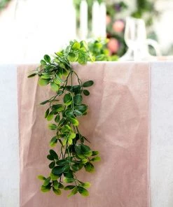 HIER_1220 8ft | Green Artificial Boxwood Leaf Garland With Flexible Vine Artificial Flower & Plants