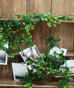 HIER_1220 8ft | Green Artificial Boxwood Leaf Garland With Flexible Vine Artificial Flower & Plants