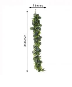 HIER_1220 Garlands | Vines 3ft | Real Touch Green Artificial Eucalyptus/Boxwood Leaf Garland Vine