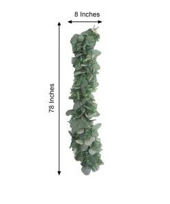 HIER_1210 Garlands | Vines 7ft | Real Touch Green Artificial Eucalyptus/Boxwood Leaf Garland Vine