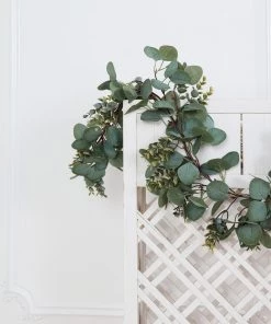 HIER_1210 Garlands | Vines 7ft | Real Touch Green Artificial Eucalyptus/Boxwood Leaf Garland Vine