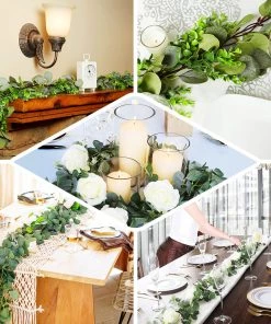 HIER_1220 Garlands | Vines 3ft | Real Touch Green Artificial Eucalyptus/Boxwood Leaf Garland Vine