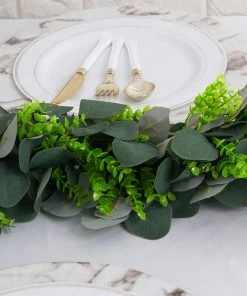 HIER_1220 Garlands | Vines 3ft | Real Touch Green Artificial Eucalyptus/Boxwood Leaf Garland Vine