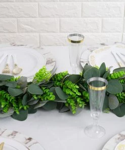 HIER_1220 Garlands | Vines 3ft | Real Touch Green Artificial Eucalyptus/Boxwood Leaf Garland Vine