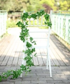 HIER_1220 Artificial Flower & Plants 6ft | Green Real Touch Artificial Clover Leaf Garland, Flexible Vine