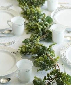 HIER_1220 5ft | Real Touch Green Artificial Eucalyptus/Boxwood Leaf Garland Vine