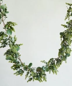 HIER_1220 5ft | Real Touch Green Artificial Eucalyptus/Boxwood Leaf Garland Vine