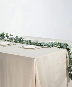 HIER_1220 Garlands | Vines 6.5ft | Frosted Green Artificial Silk Eucalyptus Leaf Garland Vine