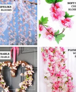HIER_1210 2 Pack | 7ft White Artificial Cherry Blossom Flower Garland, Faux Vine Garlands | Vines 16 HIER_1210 2 Pack | 7ft White Artificial Cherry Blossom Flower Garland, Faux Vine Garlands | Vines