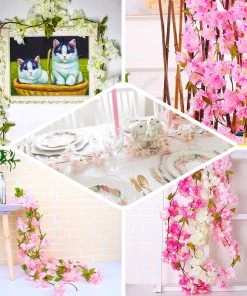 HIER_1210 2 Pack | 7ft White Artificial Cherry Blossom Flower Garland, Faux Vine Garlands | Vines 17 HIER_1210 2 Pack | 7ft White Artificial Cherry Blossom Flower Garland, Faux Vine Garlands | Vines