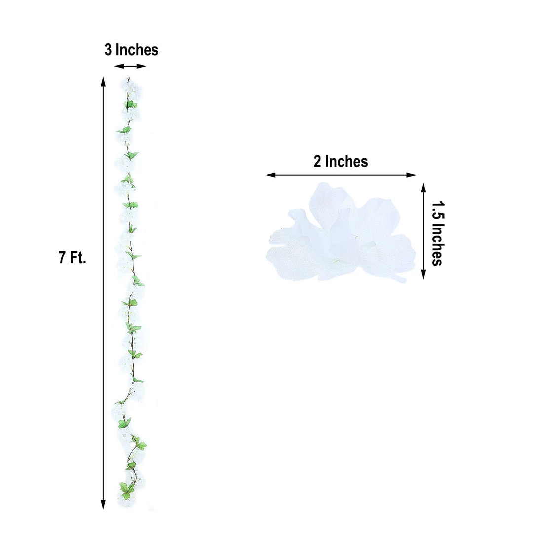 HIER_1210 2 Pack | 7ft White Artificial Cherry Blossom Flower Garland, Faux Vine Garlands | Vines 3 HIER_1210 2 Pack | 7ft White Artificial Cherry Blossom Flower Garland, Faux Vine Garlands | Vines