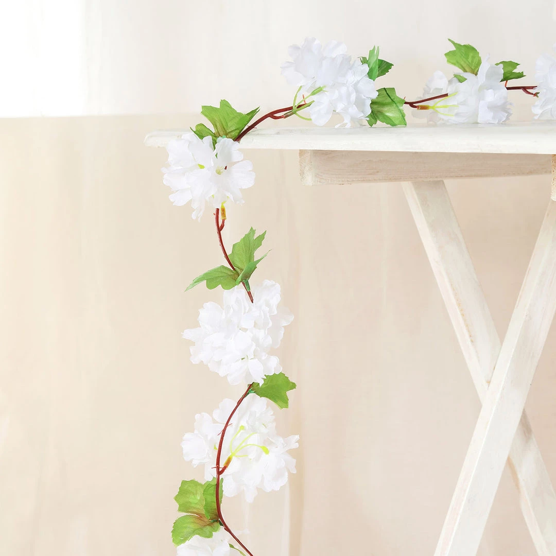 HIER_1210 2 Pack | 7ft White Artificial Cherry Blossom Flower Garland, Faux Vine Garlands | Vines 2 HIER_1210 2 Pack | 7ft White Artificial Cherry Blossom Flower Garland, Faux Vine Garlands | Vines