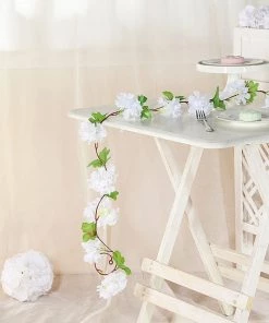 HIER_1210 2 Pack | 7ft White Artificial Cherry Blossom Flower Garland, Faux Vine Garlands | Vines 24 HIER_1210 2 Pack | 7ft White Artificial Cherry Blossom Flower Garland, Faux Vine Garlands | Vines