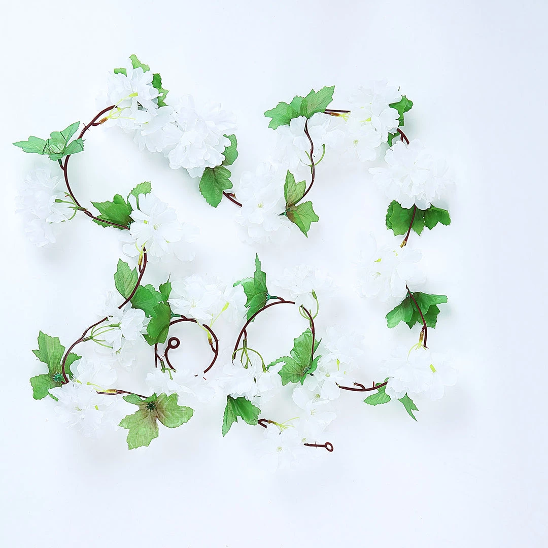 HIER_1210 2 Pack | 7ft White Artificial Cherry Blossom Flower Garland, Faux Vine Garlands | Vines 13 HIER_1210 2 Pack | 7ft White Artificial Cherry Blossom Flower Garland, Faux Vine Garlands | Vines