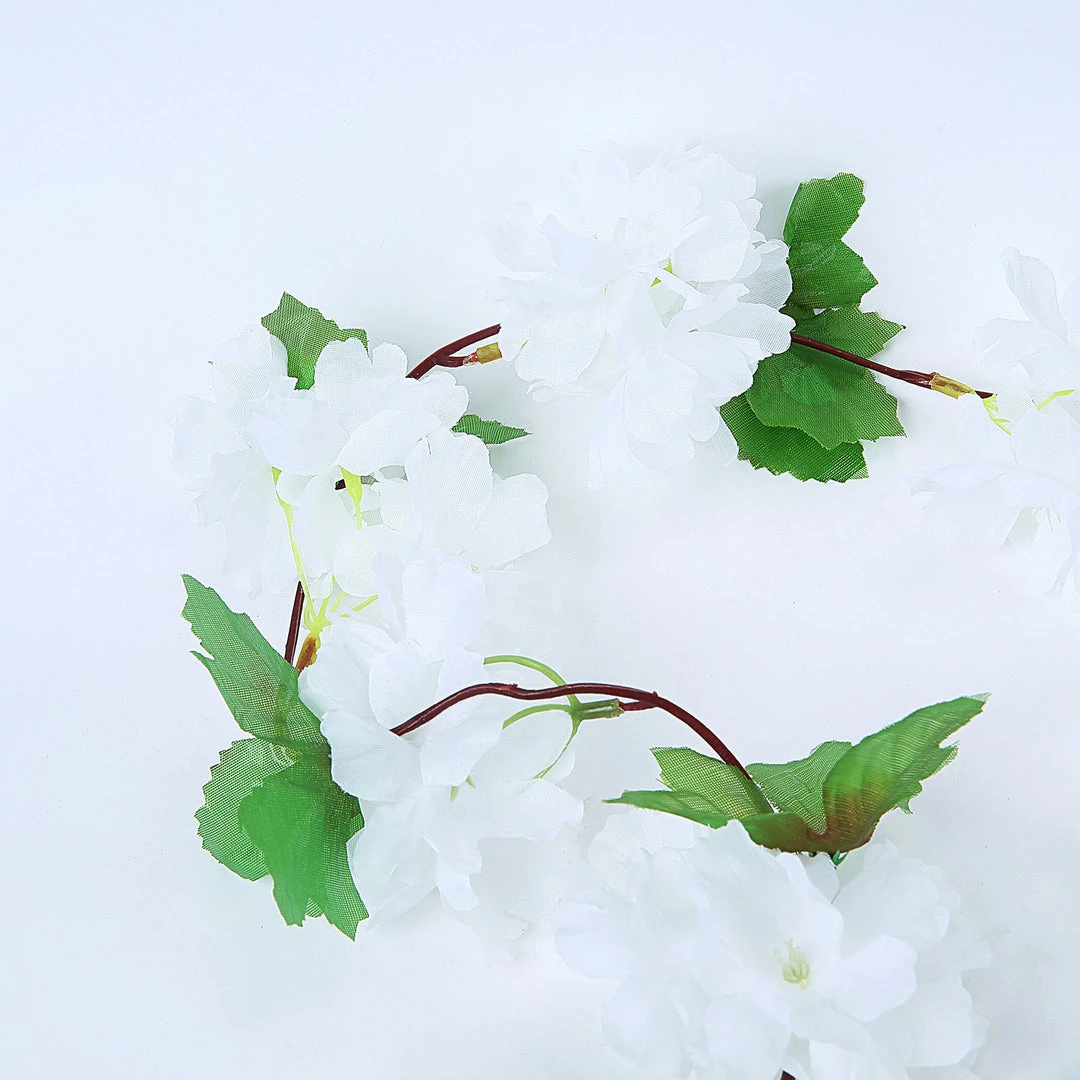HIER_1210 2 Pack | 7ft White Artificial Cherry Blossom Flower Garland, Faux Vine Garlands | Vines 11 HIER_1210 2 Pack | 7ft White Artificial Cherry Blossom Flower Garland, Faux Vine Garlands | Vines