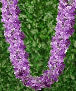HIER_1210 7ft | Purple Artificial Silk Hydrangea Hanging Flower Garland Vine