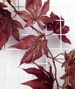 HIER_1220 6ft | Burgundy Artificial Silk Maple Leaf Hanging Fall Garland Vine Garlands | Vines