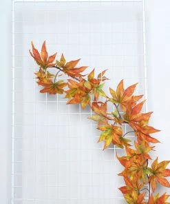 HIER_1220 Artificial Flower & Plants 6ft | Orange Artificial Silk Maple Leaf Hanging Fall Garland Vine