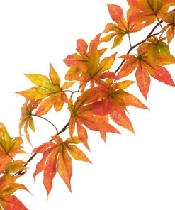 HIER_1220 Artificial Flower & Plants 6ft | Orange Artificial Silk Maple Leaf Hanging Fall Garland Vine