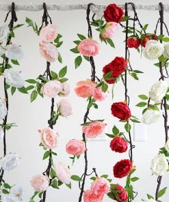HIER_1210 Artificial Flower & Plants 6ft | Pink Artificial Silk Peony Hanging Flower Garland, Faux Vine 25 HIER_1210 Artificial Flower & Plants 6ft | Pink Artificial Silk Peony Hanging Flower Garland, Faux Vine
