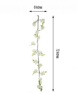 HIER_1210 6ft | Cream Artificial Silk Peony Hanging Flower Garland, Faux Vine Garlands | Vines 21 HIER_1210 6ft | Cream Artificial Silk Peony Hanging Flower Garland, Faux Vine Garlands | Vines