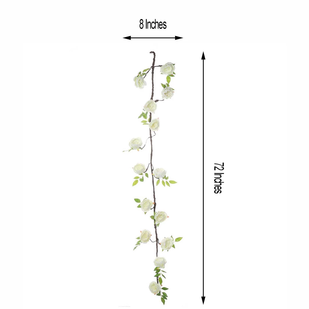 HIER_1210 6ft | Cream Artificial Silk Peony Hanging Flower Garland, Faux Vine Garlands | Vines 3 HIER_1210 6ft | Cream Artificial Silk Peony Hanging Flower Garland, Faux Vine Garlands | Vines