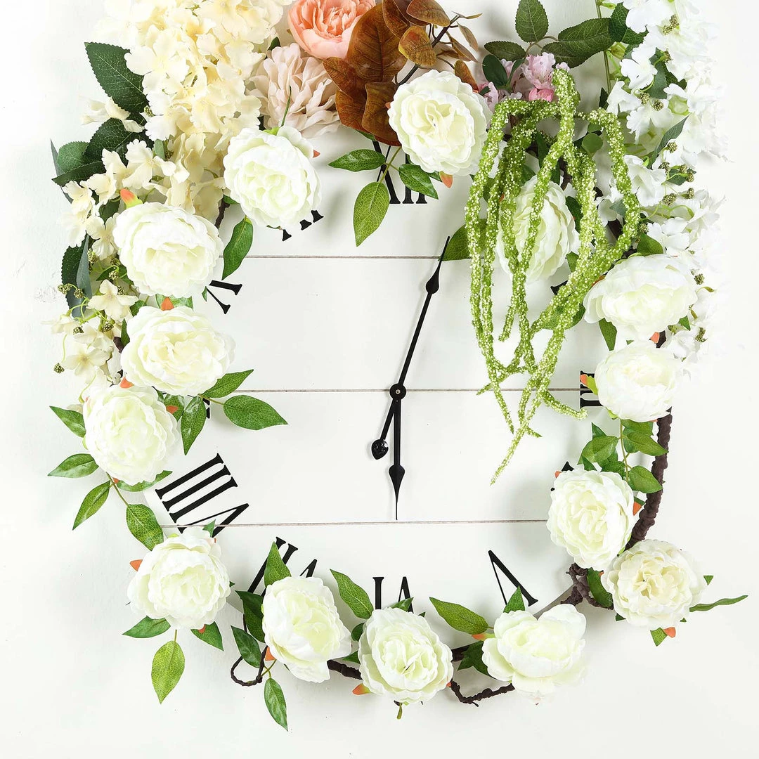 HIER_1210 6ft | Cream Artificial Silk Peony Hanging Flower Garland, Faux Vine Garlands | Vines 6 HIER_1210 6ft | Cream Artificial Silk Peony Hanging Flower Garland, Faux Vine Garlands | Vines