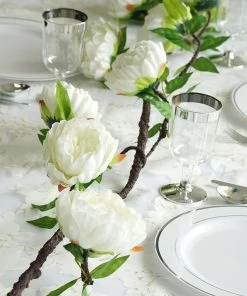 HIER_1210 6ft | Cream Artificial Silk Peony Hanging Flower Garland, Faux Vine Garlands | Vines 26 HIER_1210 6ft | Cream Artificial Silk Peony Hanging Flower Garland, Faux Vine Garlands | Vines