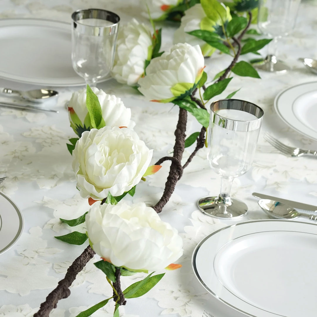 HIER_1210 6ft | Cream Artificial Silk Peony Hanging Flower Garland, Faux Vine Garlands | Vines 8 HIER_1210 6ft | Cream Artificial Silk Peony Hanging Flower Garland, Faux Vine Garlands | Vines