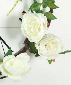 HIER_1210 6ft | Cream Artificial Silk Peony Hanging Flower Garland, Faux Vine Garlands | Vines 27 HIER_1210 6ft | Cream Artificial Silk Peony Hanging Flower Garland, Faux Vine Garlands | Vines