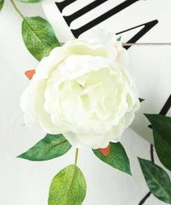 HIER_1210 6ft | Cream Artificial Silk Peony Hanging Flower Garland, Faux Vine Garlands | Vines 28 HIER_1210 6ft | Cream Artificial Silk Peony Hanging Flower Garland, Faux Vine Garlands | Vines