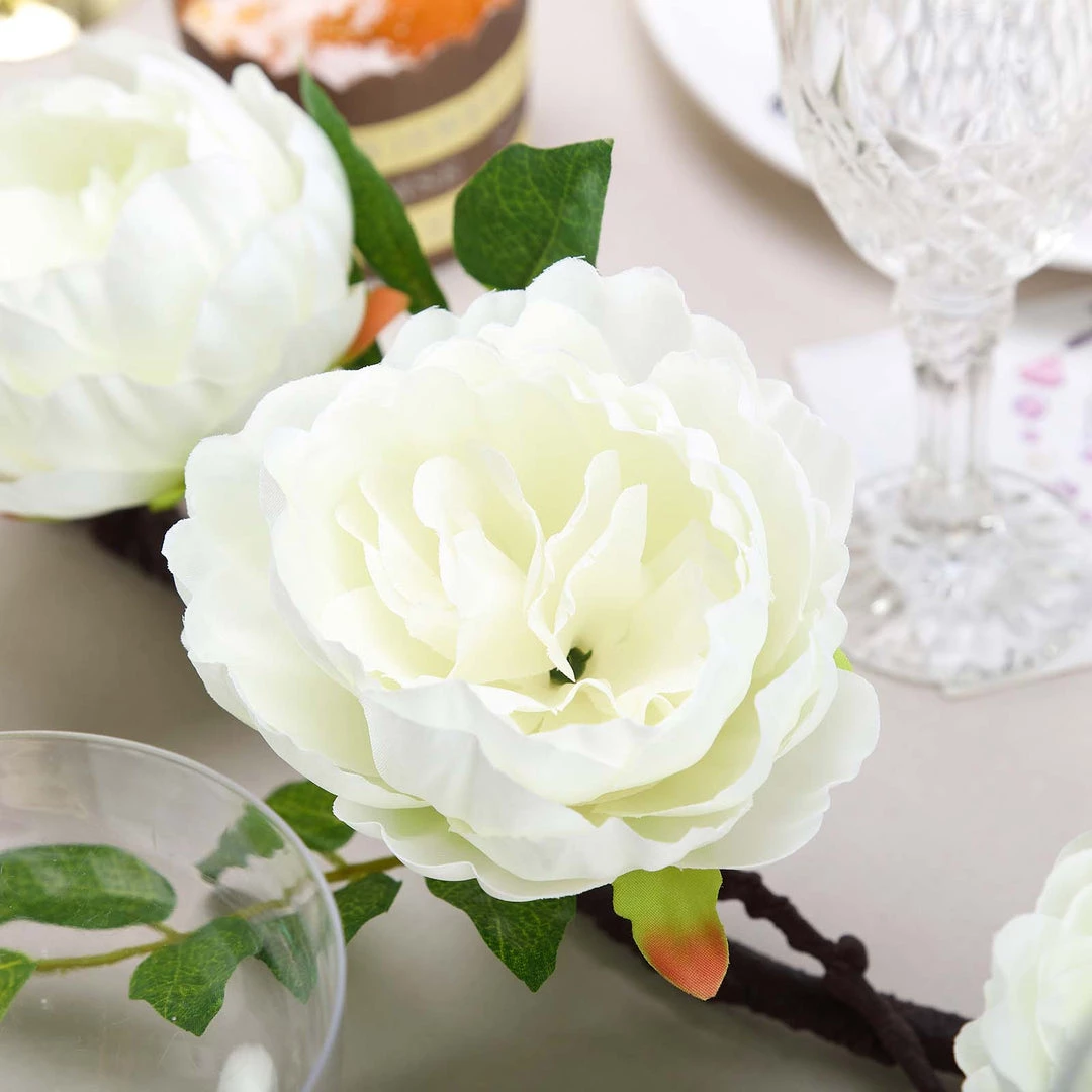 HIER_1210 6ft | Cream Artificial Silk Peony Hanging Flower Garland, Faux Vine Garlands | Vines 13 HIER_1210 6ft | Cream Artificial Silk Peony Hanging Flower Garland, Faux Vine Garlands | Vines