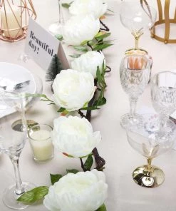 HIER_1210 6ft | Cream Artificial Silk Peony Hanging Flower Garland, Faux Vine Garlands | Vines 32 HIER_1210 6ft | Cream Artificial Silk Peony Hanging Flower Garland, Faux Vine Garlands | Vines