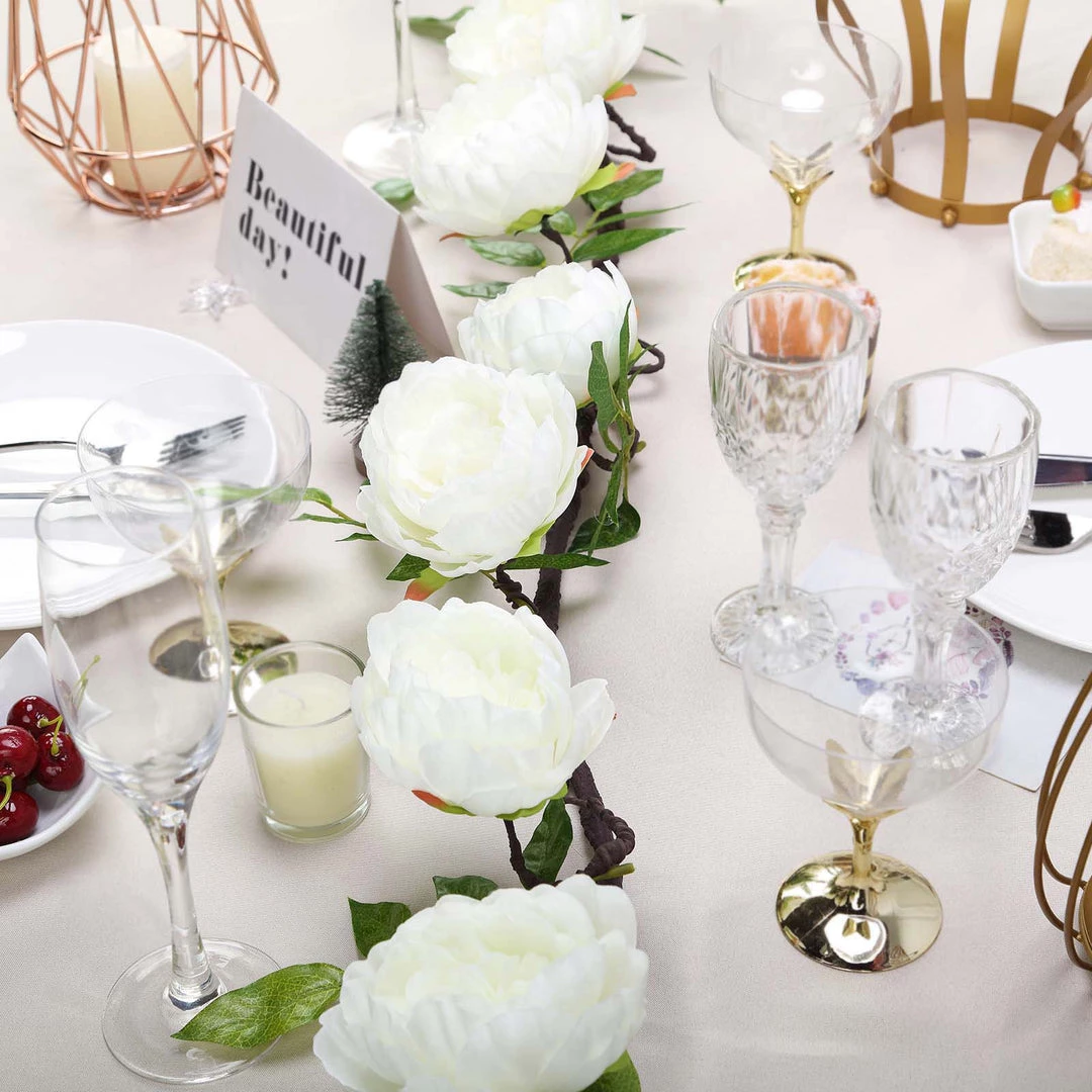 HIER_1210 6ft | Cream Artificial Silk Peony Hanging Flower Garland, Faux Vine Garlands | Vines 14 HIER_1210 6ft | Cream Artificial Silk Peony Hanging Flower Garland, Faux Vine Garlands | Vines