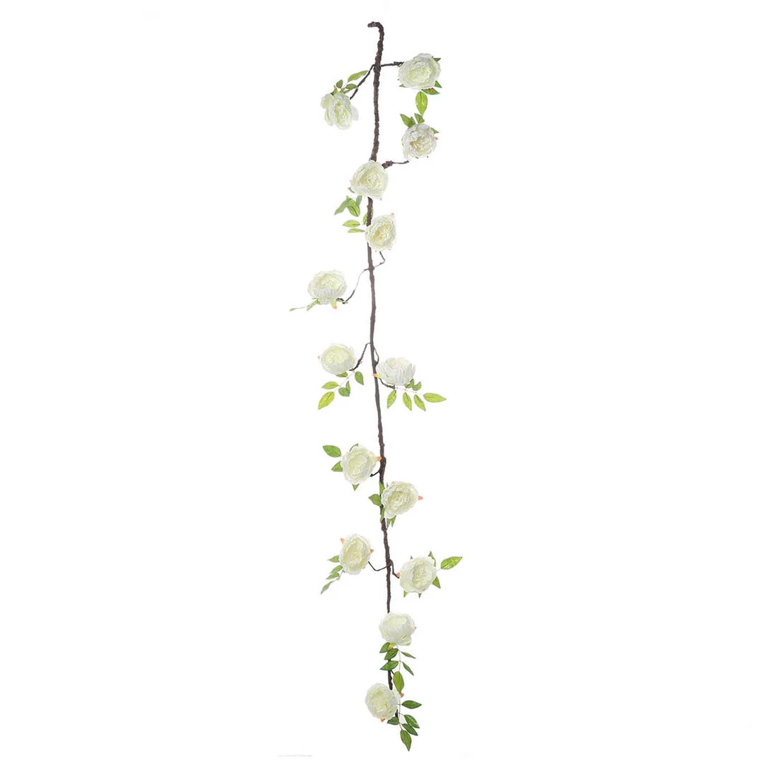 HIER_1210 6ft | Cream Artificial Silk Peony Hanging Flower Garland, Faux Vine Garlands | Vines 19 HIER_1210 6ft | Cream Artificial Silk Peony Hanging Flower Garland, Faux Vine Garlands | Vines