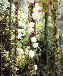 HIER_1210 6ft | Cream Artificial Silk Peony Hanging Flower Garland, Faux Vine Garlands | Vines 35 HIER_1210 6ft | Cream Artificial Silk Peony Hanging Flower Garland, Faux Vine Garlands | Vines