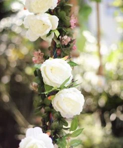 HIER_1210 6ft | Cream Artificial Silk Peony Hanging Flower Garland, Faux Vine Garlands | Vines 36 HIER_1210 6ft | Cream Artificial Silk Peony Hanging Flower Garland, Faux Vine Garlands | Vines