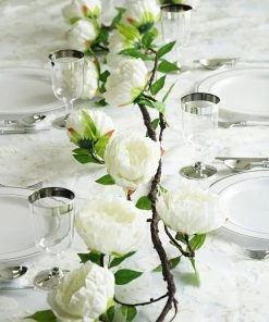 HIER_1210 6ft | Cream Artificial Silk Peony Hanging Flower Garland, Faux Vine Garlands | Vines 25 HIER_1210 6ft | Cream Artificial Silk Peony Hanging Flower Garland, Faux Vine Garlands | Vines