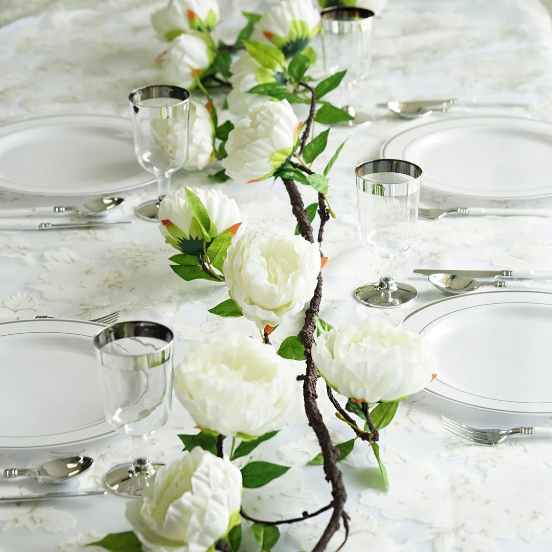 HIER_1210 6ft | Cream Artificial Silk Peony Hanging Flower Garland, Faux Vine Garlands | Vines 7 HIER_1210 6ft | Cream Artificial Silk Peony Hanging Flower Garland, Faux Vine Garlands | Vines