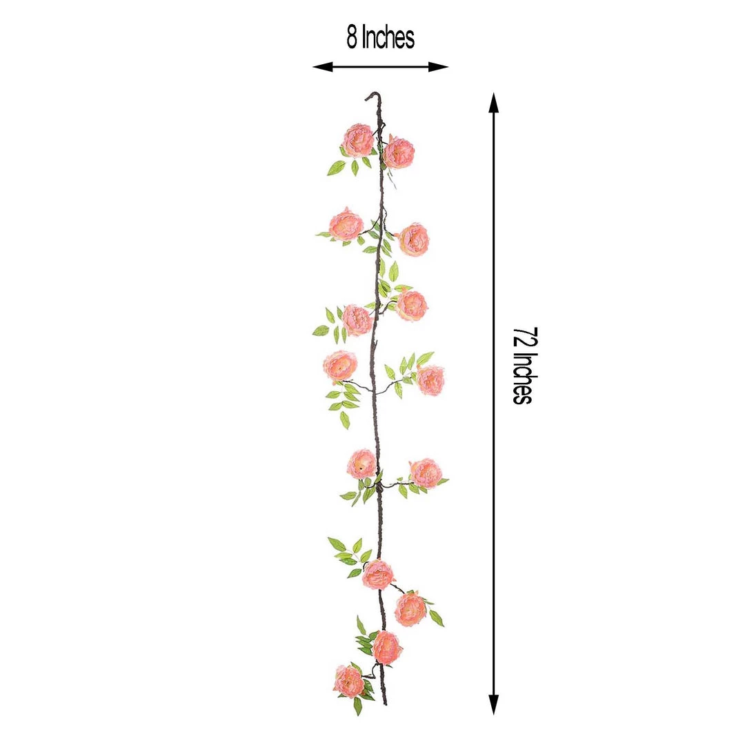 HIER_1210 Artificial Flower & Plants 6ft | Pink Artificial Silk Peony Hanging Flower Garland, Faux Vine 3 HIER_1210 Artificial Flower & Plants 6ft | Pink Artificial Silk Peony Hanging Flower Garland, Faux Vine