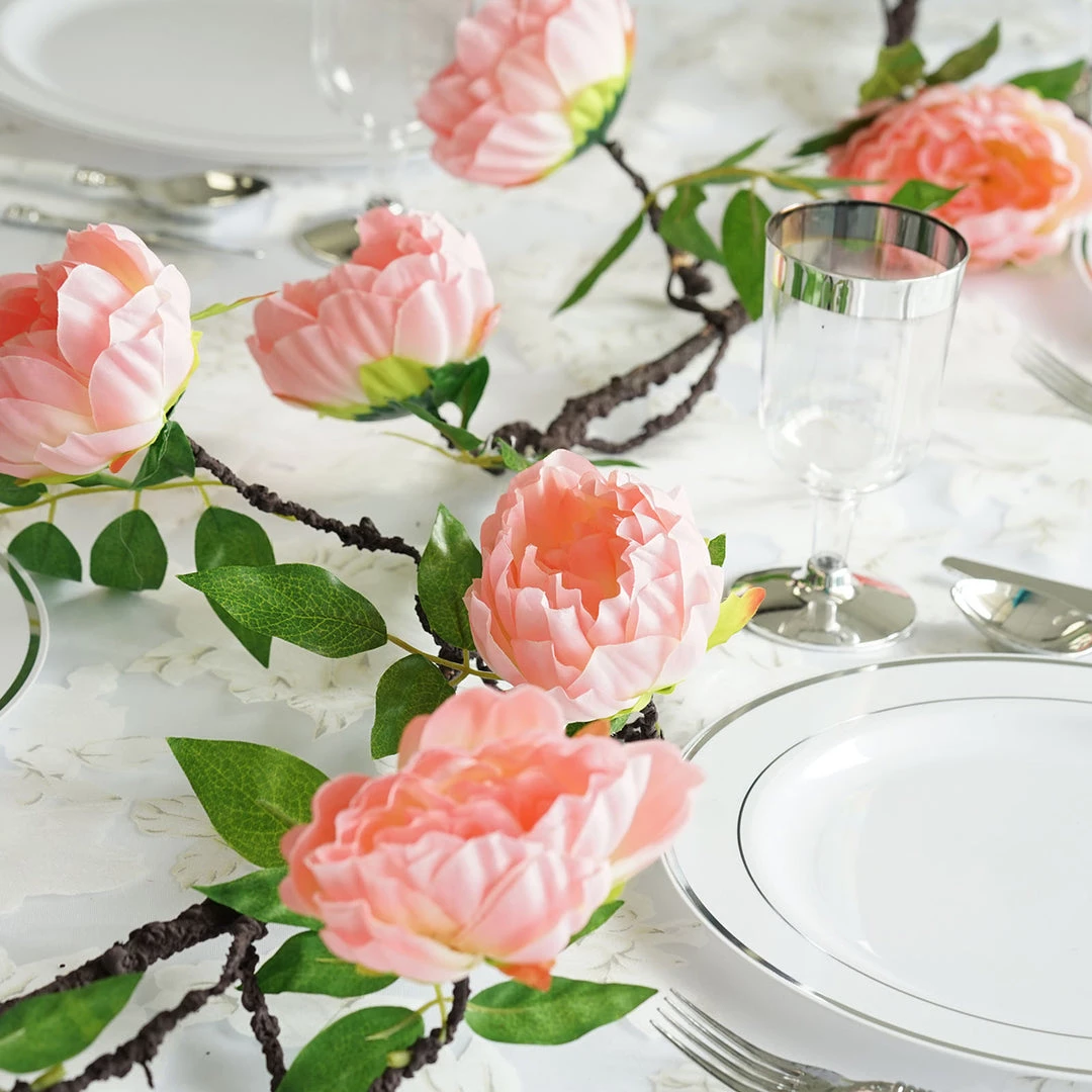 HIER_1210 Artificial Flower & Plants 6ft | Pink Artificial Silk Peony Hanging Flower Garland, Faux Vine 8 HIER_1210 Artificial Flower & Plants 6ft | Pink Artificial Silk Peony Hanging Flower Garland, Faux Vine