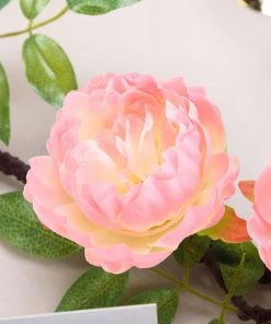 HIER_1210 Artificial Flower & Plants 6ft | Pink Artificial Silk Peony Hanging Flower Garland, Faux Vine 30 HIER_1210 Artificial Flower & Plants 6ft | Pink Artificial Silk Peony Hanging Flower Garland, Faux Vine
