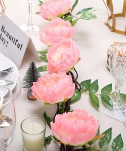 HIER_1210 Artificial Flower & Plants 6ft | Pink Artificial Silk Peony Hanging Flower Garland, Faux Vine 24 HIER_1210 Artificial Flower & Plants 6ft | Pink Artificial Silk Peony Hanging Flower Garland, Faux Vine