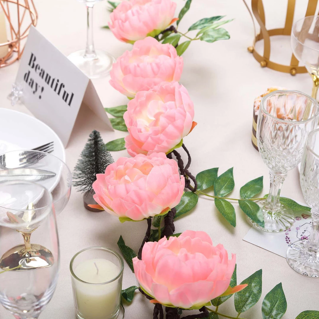 HIER_1210 Artificial Flower & Plants 6ft | Pink Artificial Silk Peony Hanging Flower Garland, Faux Vine 5 HIER_1210 Artificial Flower & Plants 6ft | Pink Artificial Silk Peony Hanging Flower Garland, Faux Vine
